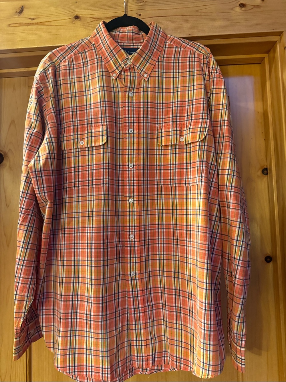Ralph Lauren Orange Plaid Button-Down Shirt